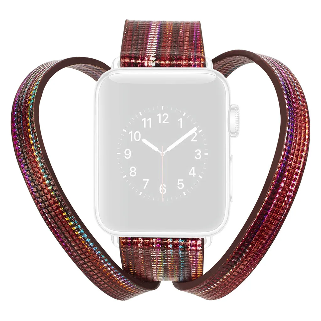 Падение для наручных часов Apple Watch серии 1/2/3/4/38 40 мм роскошный кожаный флэш браслет часы Straphigh качество