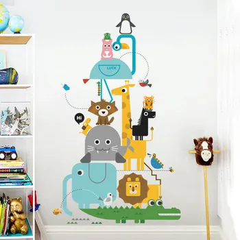 

Cartoon Geometry Animal Wall Sticker Kindergarten Classroom Layout Wallpaper Self-adhesive Kids Room Wall Decoration Wall Art