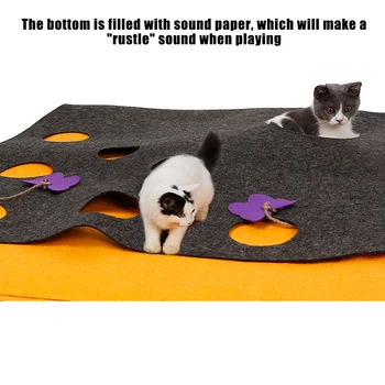 

Cat Hide And Seek Mat Pet Toy Blanket Kitten Play Pad Hiding Carpet with Holes NIN668