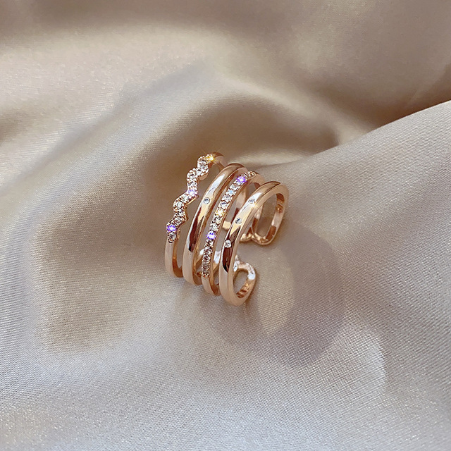 Sexy Zircon Open Rings For Women Trend Heart Pearl Wedding Party Adjustable Ring Girls Elegant Jewelry Gifts