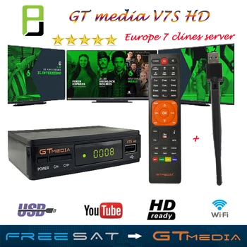 

Gtmedia V7S DVB-S2 Satellite tv receiver Freesat v7 Support PowerVu,DRE Biss key Spain Europe Cline For 1 Year