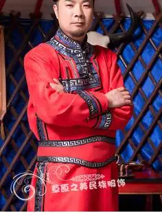 Китайская мужская одежда для монгольских танцев, монгольский костюм для косплея,, монгольский костюм - Цвет: Красный