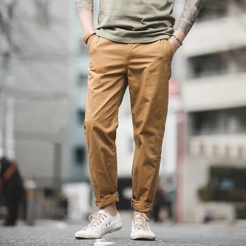 

2020 New Vintage Casual Regular Tapered Fit Pleated Front Pants Adjustable Belted Waist