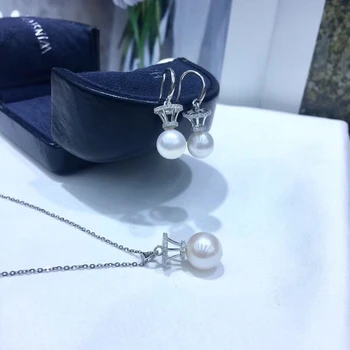 

New 925 Silver Pearl Pendant and Earrings Settings Findings Jewelry Set Mounts Settings Mountings Parts for Pearls Stones Beads