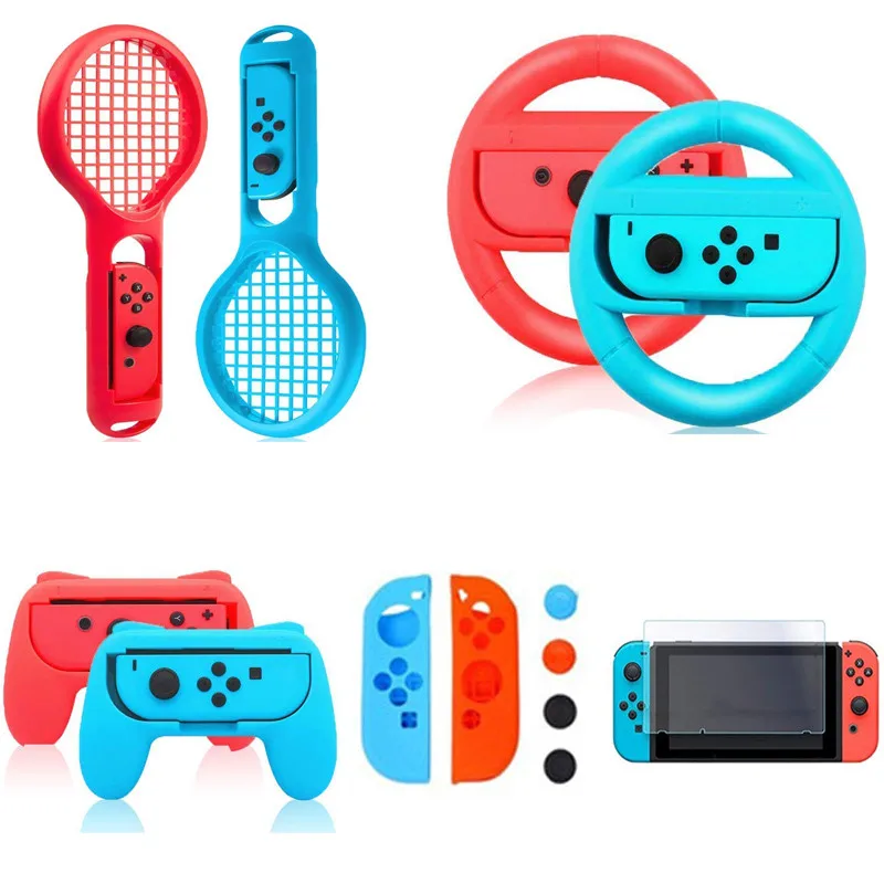 13 in 1 Контроллер ручные ручки Joy-Con чехол Теннисная ракетка Рулевое колесо для Nod ручка переключателя NS N-Switch игровые консольные аксессуары - Цвет: 13 in 1