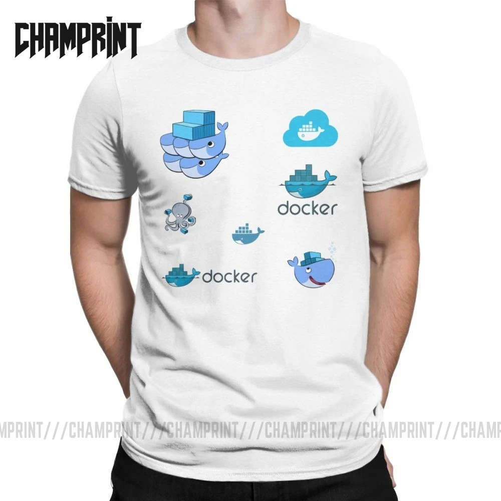 Набор стикеров Docker футболка Мужская хлопковая контейнер система Sysadmin