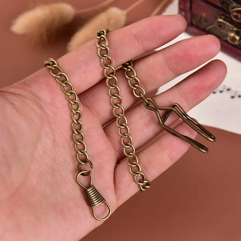 1 x catena di catene per orologi per orologio da tasca Vintage al quarzo antico tasca in lega di bronzo