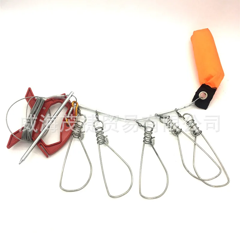 

5M Stainless Steel Link Failure Lure Lock yu kou Fish Buckle Fish Finder with Buoyance Rod Fishing Lock