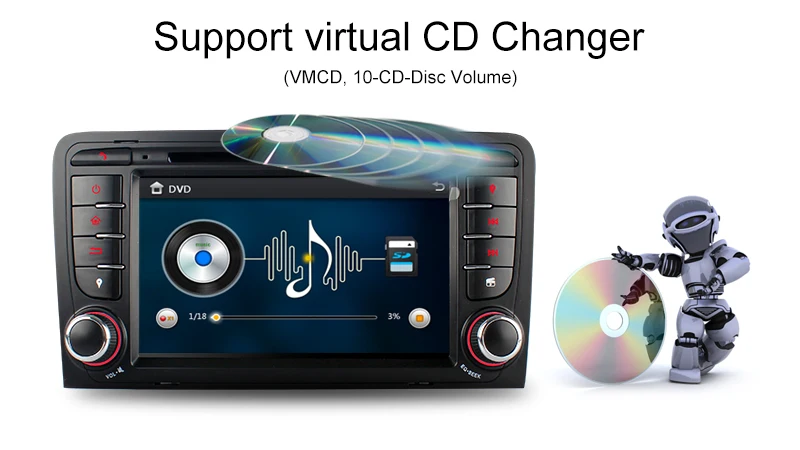 Excellent A-Sure 7 Inch 2 Din Cortex A9 Update Car Auto Radio Stereo GPS Navigation For AUDI A3 S3 RS3 8V 8PA DAB+ 3G Bluetooth CD DVR DTV 19