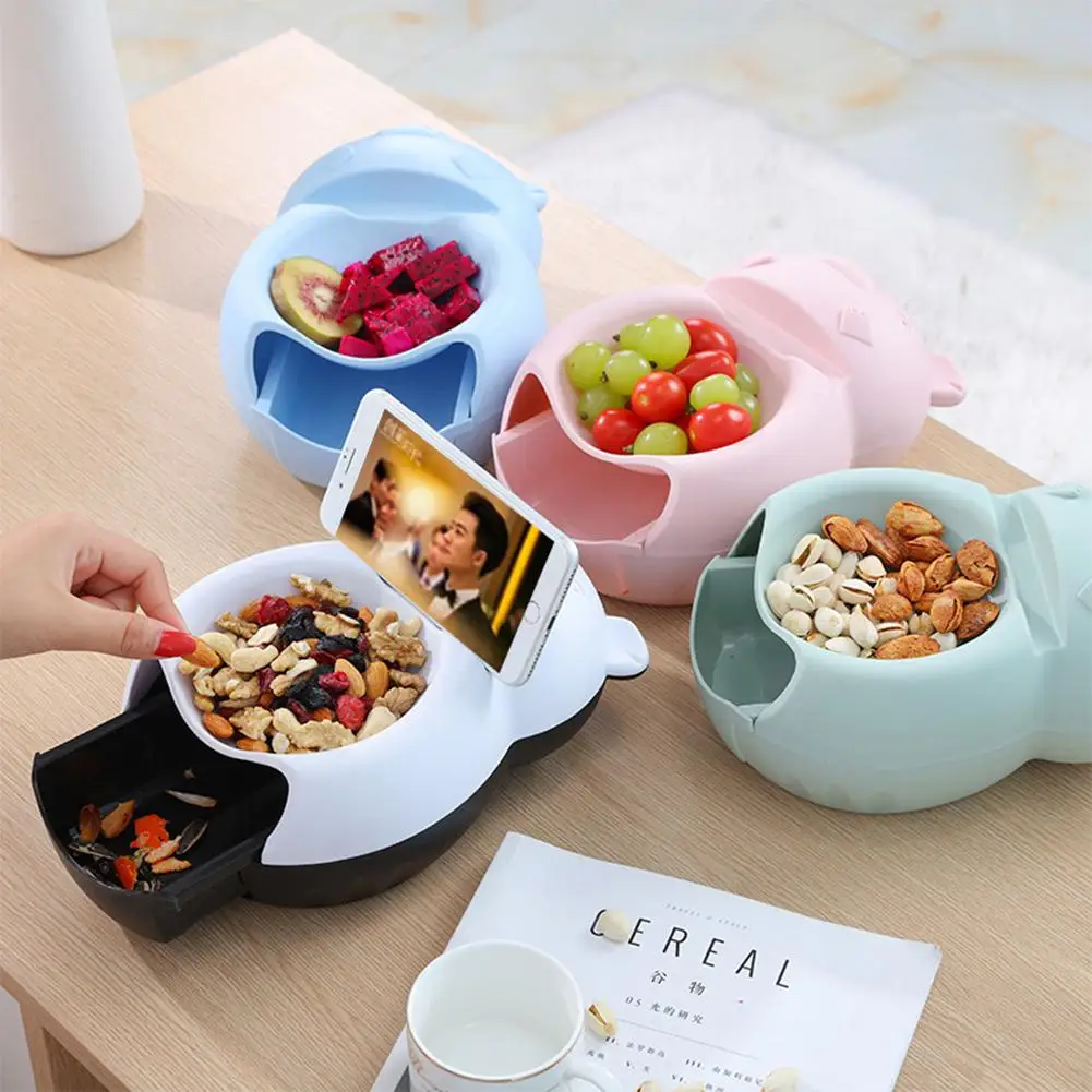 

MeterMall Cartoon Pig Shape Double Layer Candy Box with Drawer Phone Holder