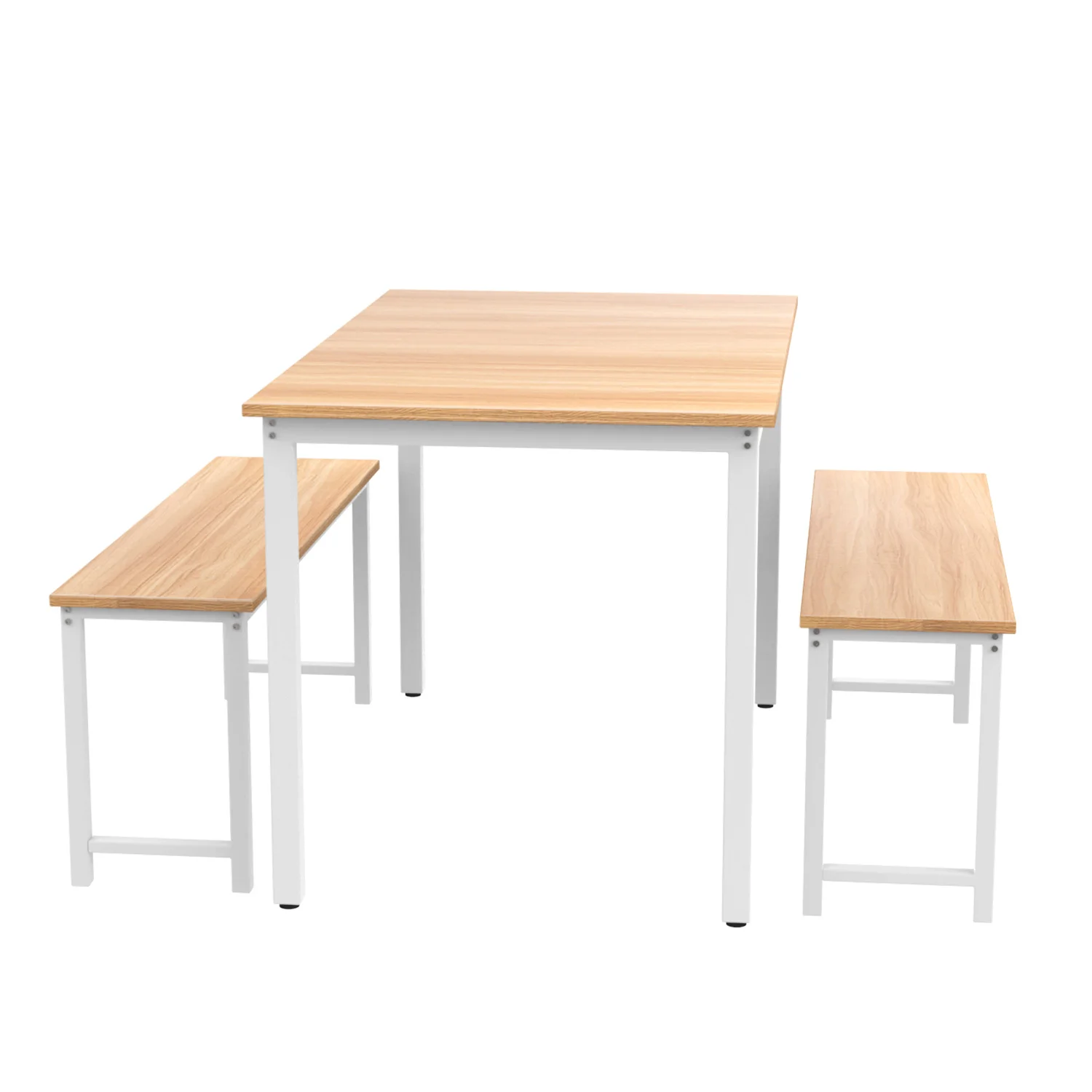 

3 Pieces Farmhouse Kitchen Table Set with Two Benches MDF Board Modern Furniture Table Chair Set Dining Set for Home Cafeteria