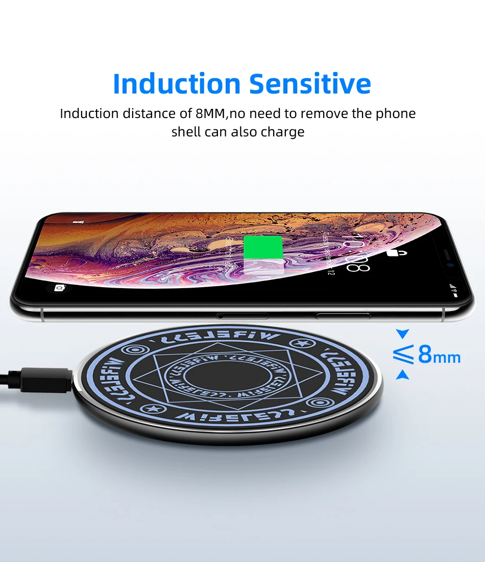 10 Вт Qi Беспроводное зарядное устройство для iPhone X XR XS Max 8 USB Беспроводная зарядка телефона Qi зарядное устройство беспроводной коврик для samsung Xiaomi huawei