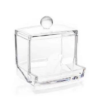 

Transparent Cotton Puff Storage Box Square Round Cotton Swab Desktop Dustproof Clear Makeup Jewelry Organizing Box