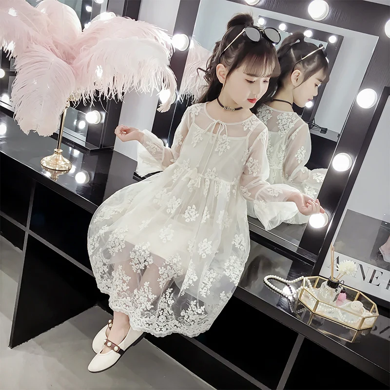 

Fashion Spring Autumn Baby Girls Dresses Long Sleeve Solid Embroidered Princesss Dress Cute Kids Girls Clothes Vestidos For 3-14