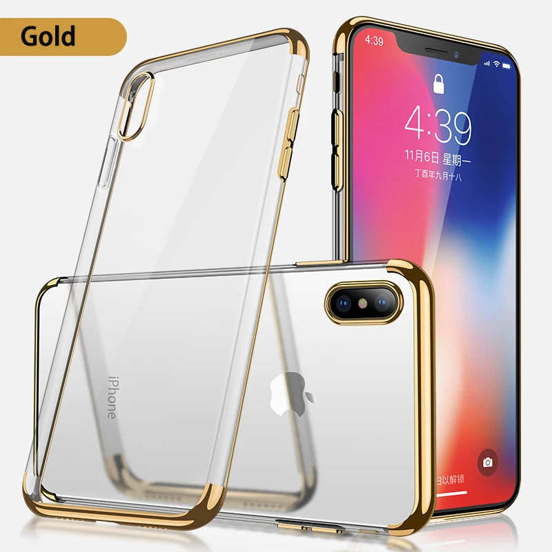 Силиконовый бампер с гальваническим покрытием для IPhone 10 X XS MAX Xr 10 для Iphone 11 Pro Max, мягкий чехол из ТПУ для IPhone 10 11, чехол - Цвет: Gold
