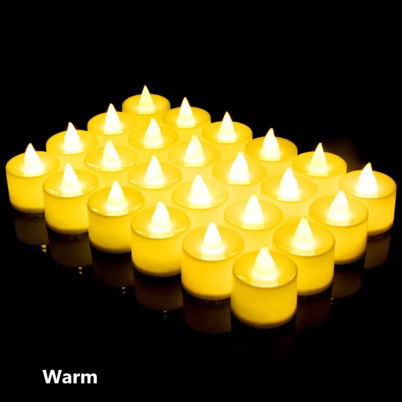 24 шт. светодиодный светильник-свеча для чая, лампа на батарейках, имитирующая цвет пламени, мигающие свечи для украшения дома, свадьбы, дня рождения, вечеринки - Цвет: warm