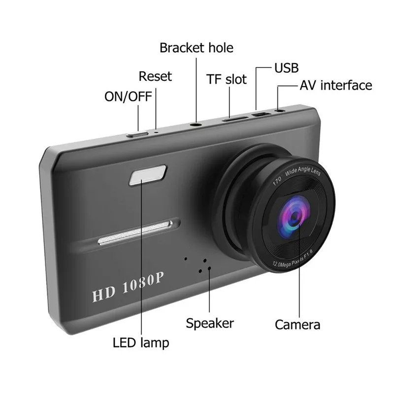 4,5 ''HD 1080P Автомобильный видеорегистратор Камера с двумя объективами видеорегистратор с сенсорным экраном 170 градусов широкоугольный видеорегистратор для вождения дропшиппинг