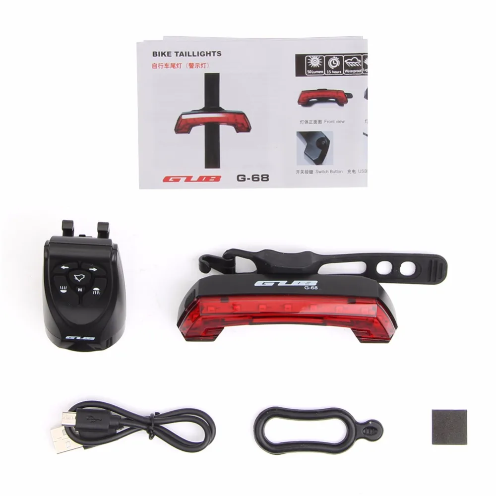 

Задний Фонарь велосипедный Аккумуляторный GUB, беспроводной светодиодный задний фонасветильник с дистанционным управлением, с гудком и звонком