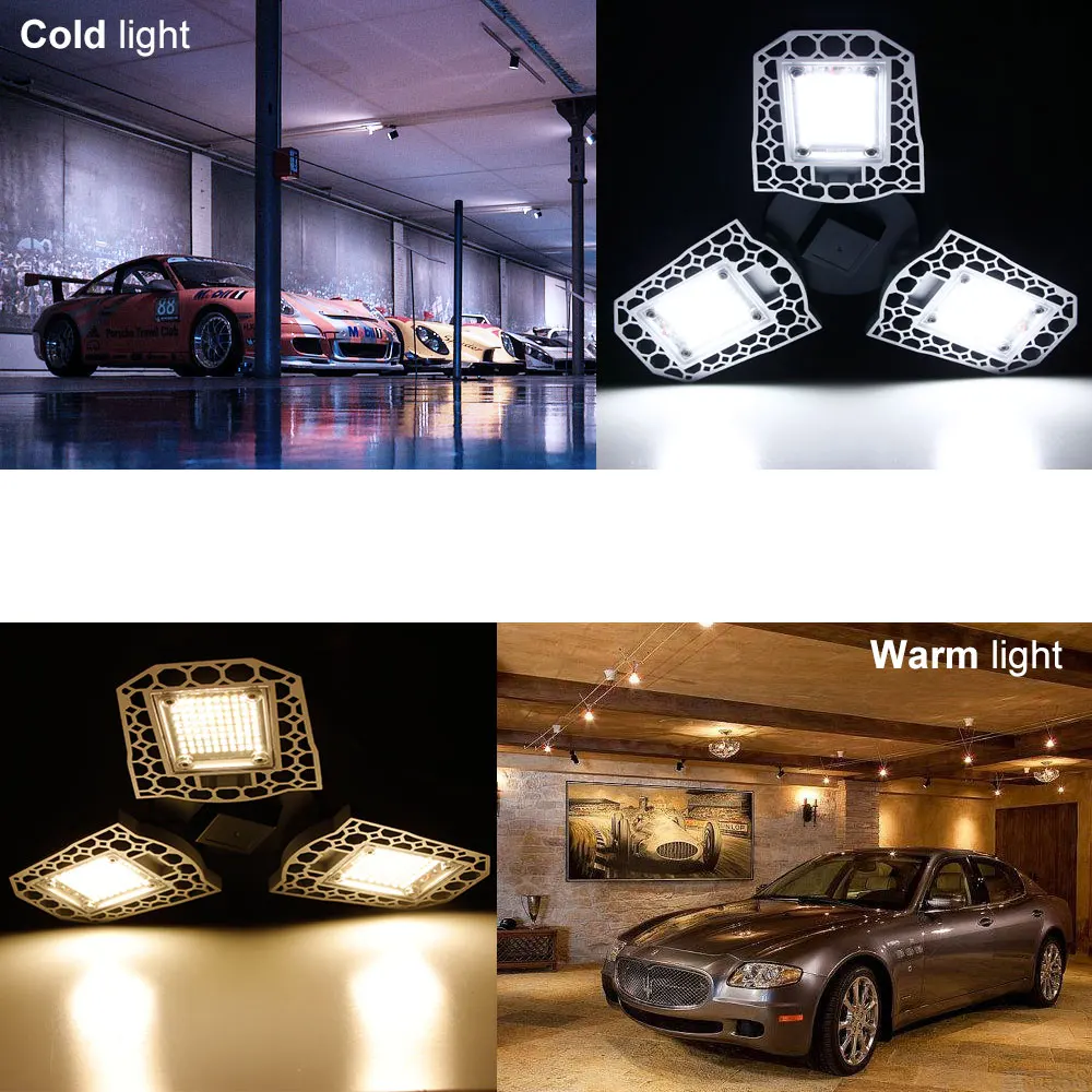E27 Led Lamp UFO Led Garage Light 60W 80W 100W Deformable Lamp 220V E26 Outdoor Parking Waterproof Warehouse Lighting 110V 2835