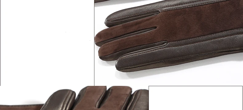 Genuien Leather Male Gloves Autumn Winter Thicken Warm Driving Sheepskin Gloves Man Black Casual Leather Gloves TU2801