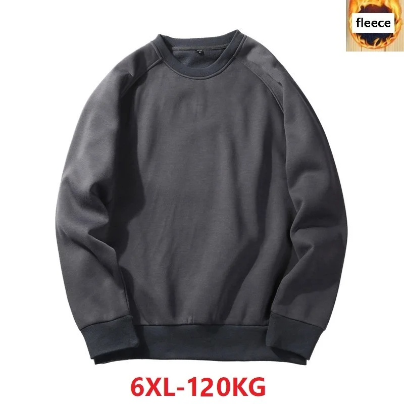 

autumn men Sweatshirts fleece warm 5XL 6XL large size big solid color Sweatshirts cotton pullover coat no hooded black