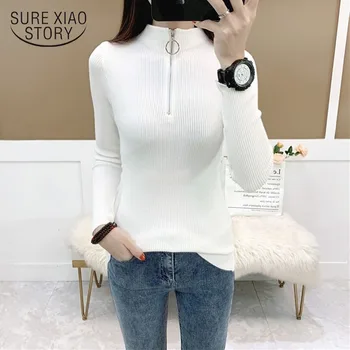 

Autumn Winter Women Sweater Long Sleeve Knitwear Basic Sweater Slim-Fit Solid Korean Pullover 2020 Office Fashion Clothing 11072