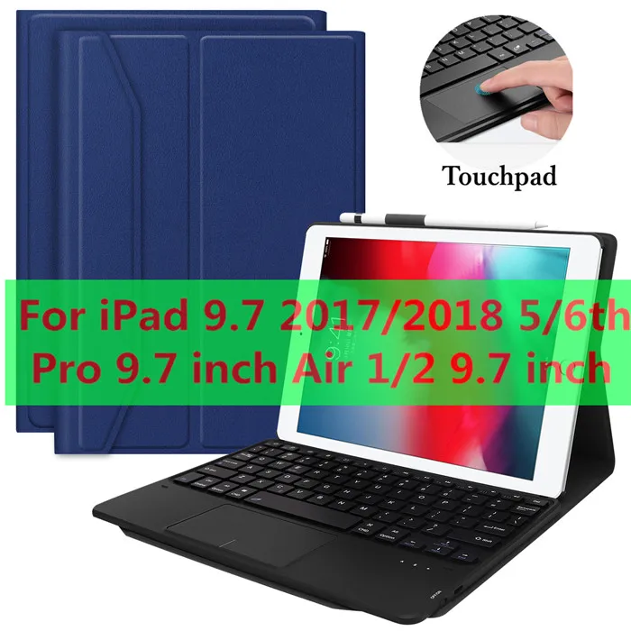 Чехол-клавиатура с сенсорной панелью для iPad 9,7 Air 3 10,5 Pro 11 mini 5 7,9 дюймов чехол-клавиатура для мыши для iPad 7th 10,2 клавиатура - Цвет: T-97-1-Blue