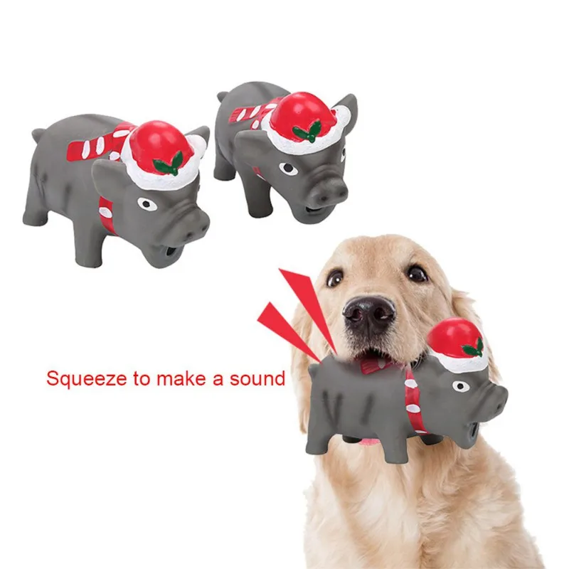

Pet Dog Cute Christmas Pig Chew Toys Screaming Pig Pets Strong Grunts Squeaky Dog Puppy Molar Teeth Bite Vocal Toy Pet Products