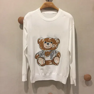 

2019 new bear full jacquard letter knit pullover sweater