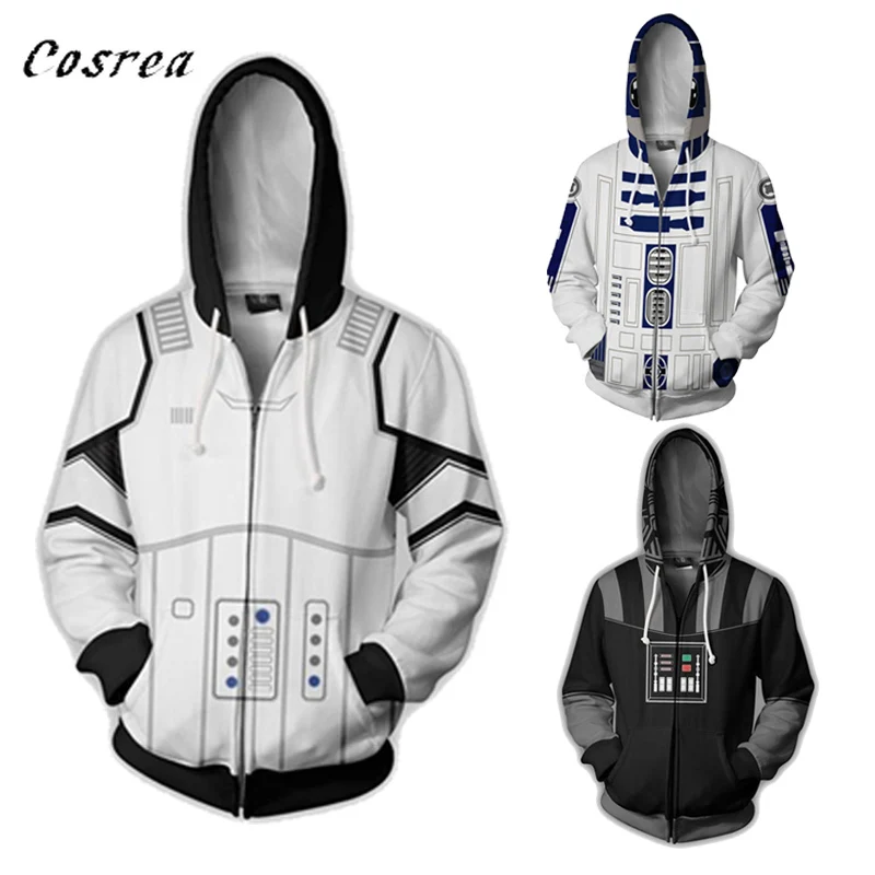 Звезда R2-D2 робот Костюмы для косплея Для мужчин Толстовка с капюшоном форма