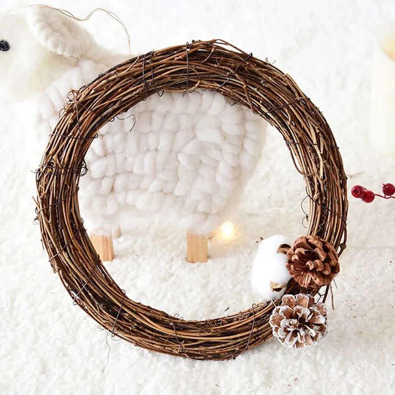 

Christmas Natural Dried Rattan Ring Wreath Garland Christmas DIY Craft Door Wall Hanging Pendant Decor#24
