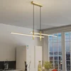 Modern Simple Led Pendant Lights Dining Room Table Lines Light Nordic Creative Bar Counter Long Strip Indoor Lighting Chandelier 3