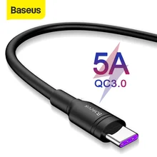Baseus 5A usbタイプcケーブルforhuaweiメイト20 30 P30 usb cケーブルスーパー急速充電3.0タイプcケーブル高速充電コードusb cワイヤー