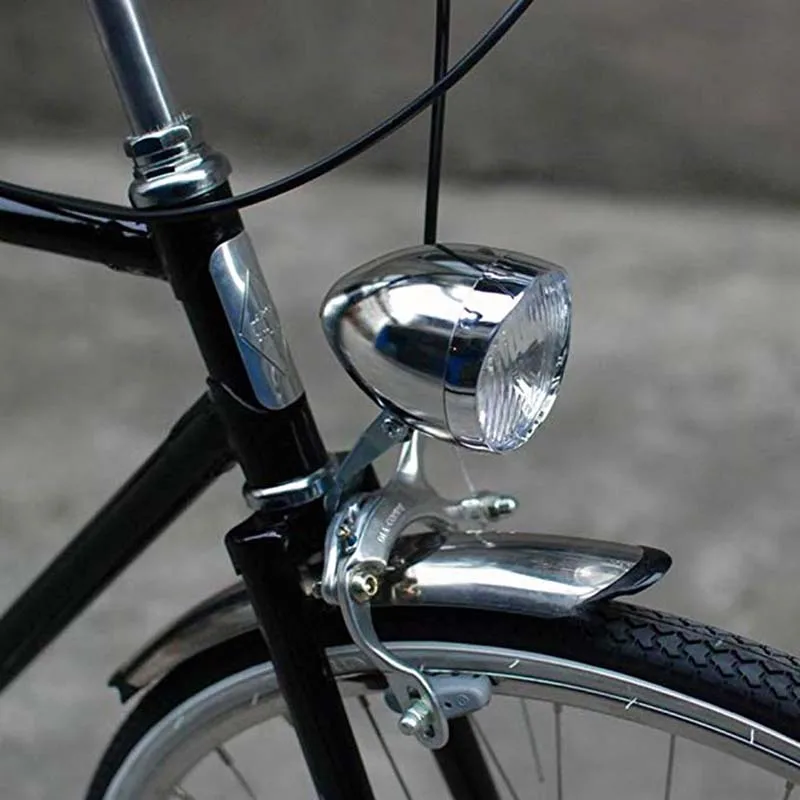 Excellent Retro Vintage Bicycle 3LED Front Light Headlight Safety Warning Night Light Bike Decoration Black Silver 5