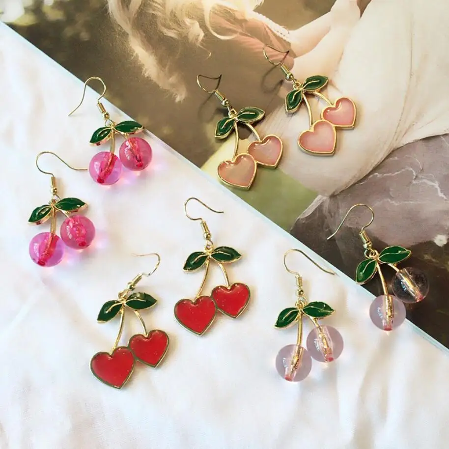2020 красные вишневые серьги милые свежие фрукты женские модные Молодежные