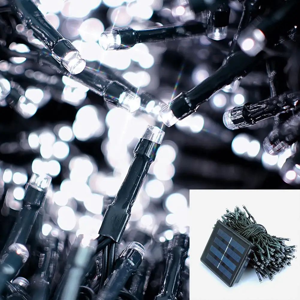 22 м 200LED Солнечная штепсельная гирлянда Рождественские сказочные огни гирлянда наружная для свадьбы вечеринки дня рождения сада занавески украшения