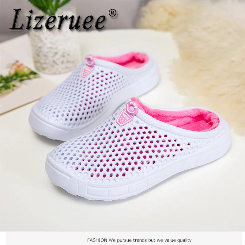 

2019 Winter Warm Hole Shoes For Women Indoor Home Breathable Shoes Non-Slip Ladies Slippers Fluffy Slippers Furry Shoes