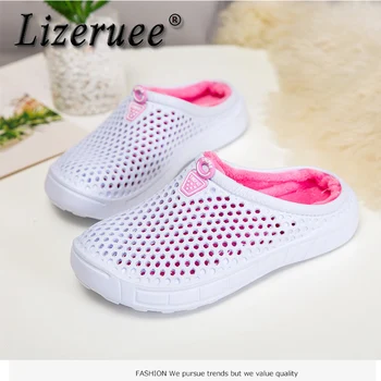 

2019 Winter Warm Hole Shoes For Women Indoor Home Breathable Shoes Non-Slip Ladies Slippers Fluffy Slippers Furry Shoes
