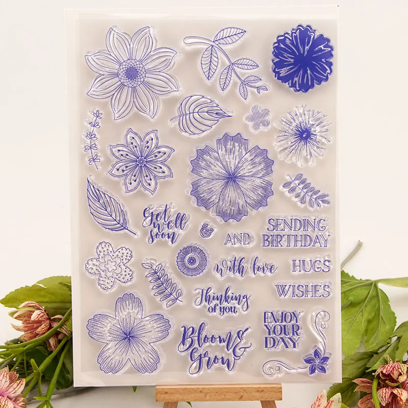 

Clear Stamps Different Style Beautiful Leaves FlowersFor DIY Scrapbooking/Card Making/Album Decorative Silicon Stamp Craft