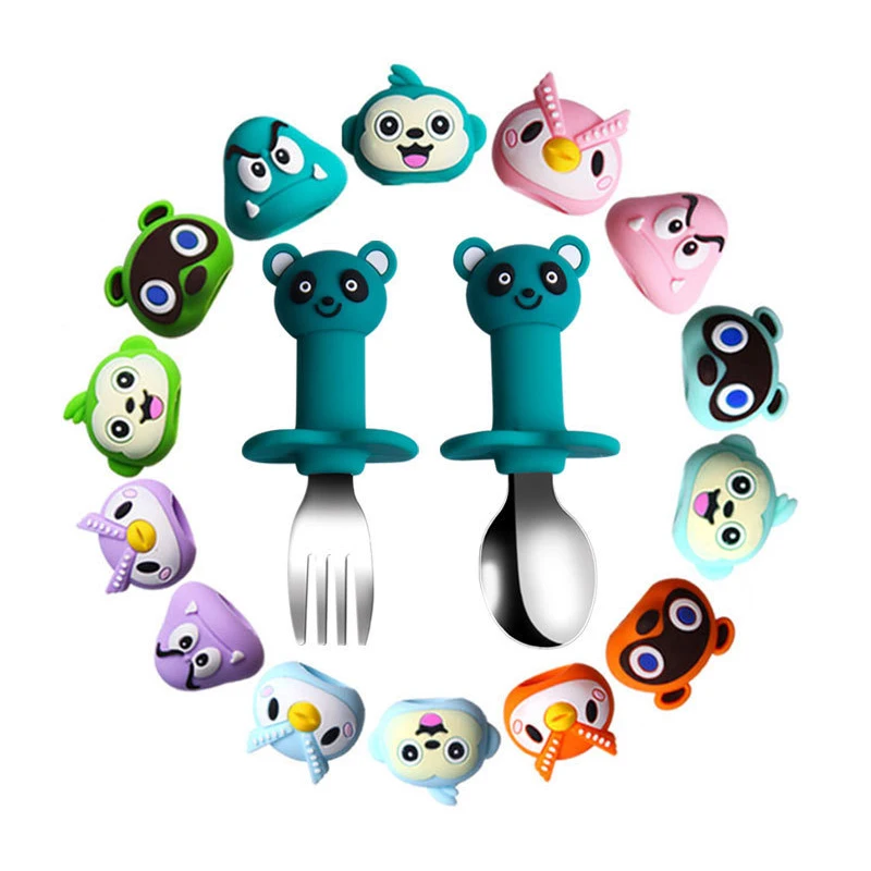 2 шт./компл. набор ложка и вилка для кормления младенцев столовые приборы из