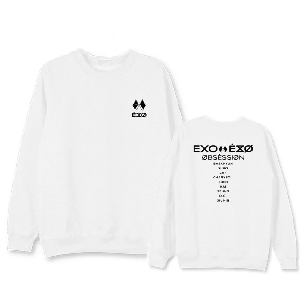 Альбом KPOP EXO OBSESSION Толстовка для женщин Harajuku Повседневный Спортивный костюм Свободная Толстовка с принтом цифр корейские толстовки
