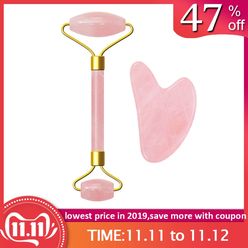 

Rose Quartz Roller Face Lifting Tool Jade Gua Sha Roller Face Thin Massager Wrinkle Removal Guasha Tool Jade Facial Massager