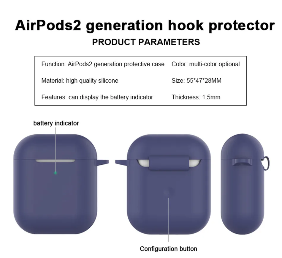 Чехол для наушников OTTWN для apple Airpods 2, мягкий силиконовый простой чехол для наушников для apple airpods 2, чехол для наушников, веревка против потери