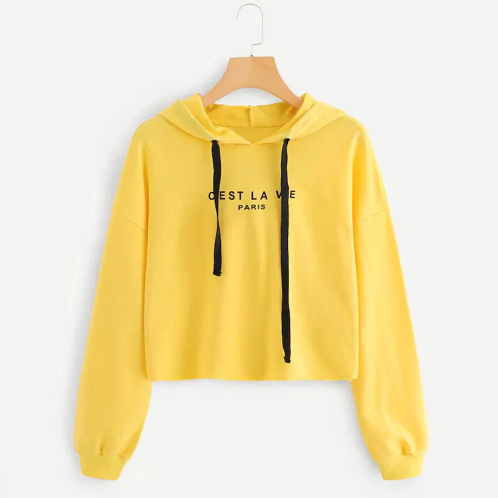 JAYCOSIN Fashion Women Casual Simple Sweatshirt Letter Long Sleeve Comfortable Popular Solid Color Soft Sweatshirt Blouse Tops