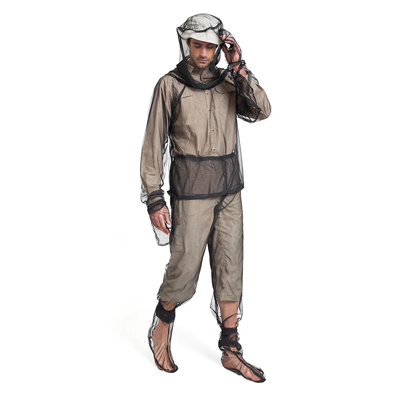 Mesh Hooded Mosquito-Proof Suit Outdoor Fishing Adventure Insect-proof Clothing Set Camping Hiking Anti-Mosquito Bite Clothes