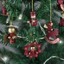 Рождественская елка украшения Висячие украшения деревянные для рождественского декора лошадь игрушка барабан Ангел мини