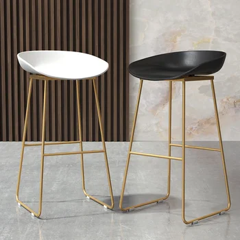 

Nordic Wrought Iron Fashion Bar Stool Casual Cafe Front Desk High Stool Bar Chair Creative Dinner Chair Household Furniture