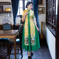 Осеннее вьетнамское аозай китайское традиционное платье китайское платье длинное китайское платье Чонсам китайское платье