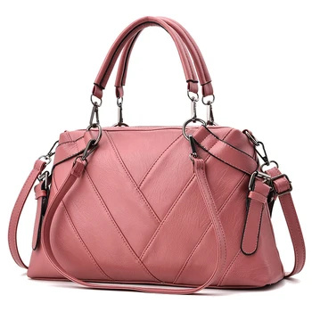 

Handbag Shoulder Crossbody Bag Zip Stripe PU Leather Solid Color Soft Shoulder Crossbody Bag Women