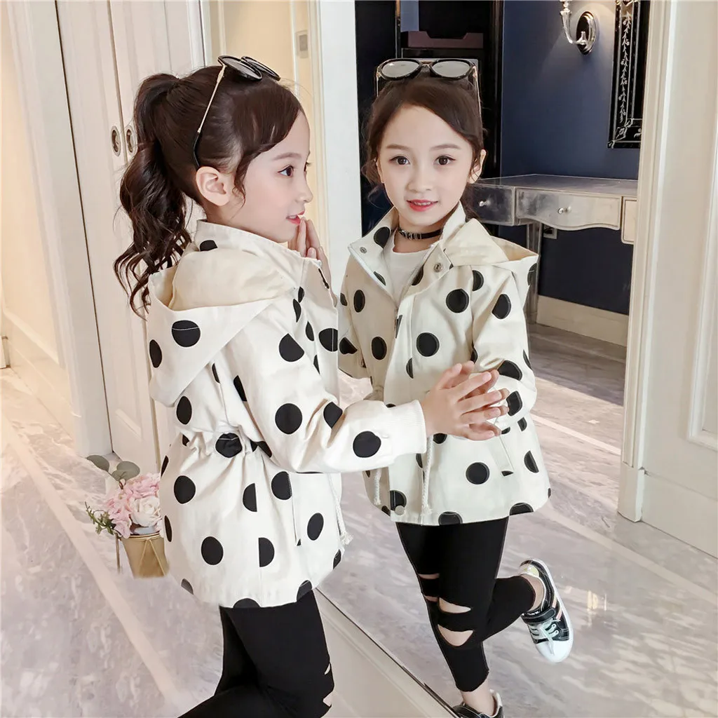 Пальто для девочек, куртка с узором в горошек, с длинными рукавами теплая верхняя одежда с защитой от ветра зимой свитер кроп-топ девушки мягкая одежда, куртка Y821